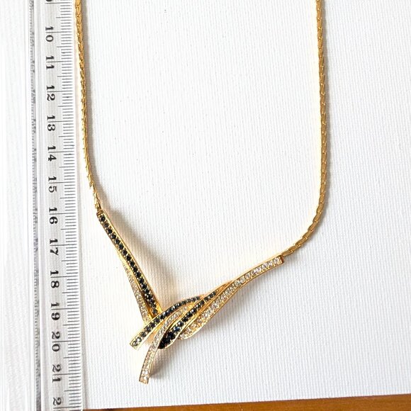 Vintage Blue & Clear Rhinestone Necklace – With Tag - Picture 4 of 14